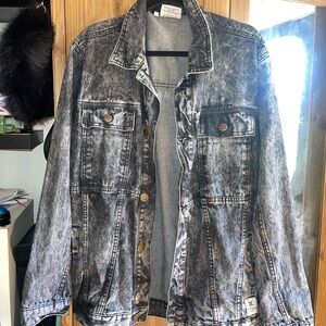 Oversized Black Acid Wash Denim Jacket coat